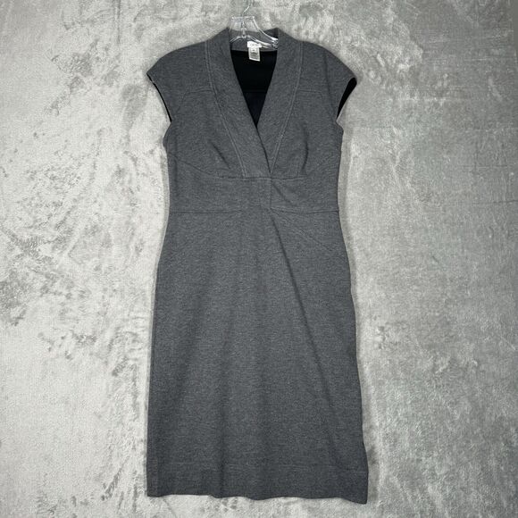 Cache Dress Women 6 Gray Sheath Office Career Business Preppy Neutral Minimalist - Picture 2 of 8